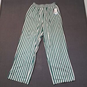 Grayson Threads Pants Womens Size Small Pull On Loung Green Stripes Cotton NWT